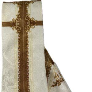 Fratello Boys Tie Hanky Set Cream Gold Yellow Beige Polyester 3.75" Wide 58"
